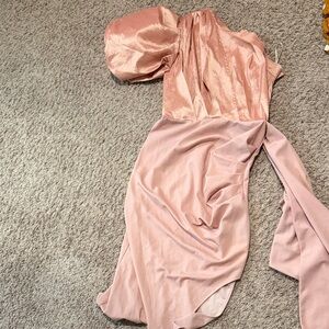 Elegant One Shoulder Pink Dress